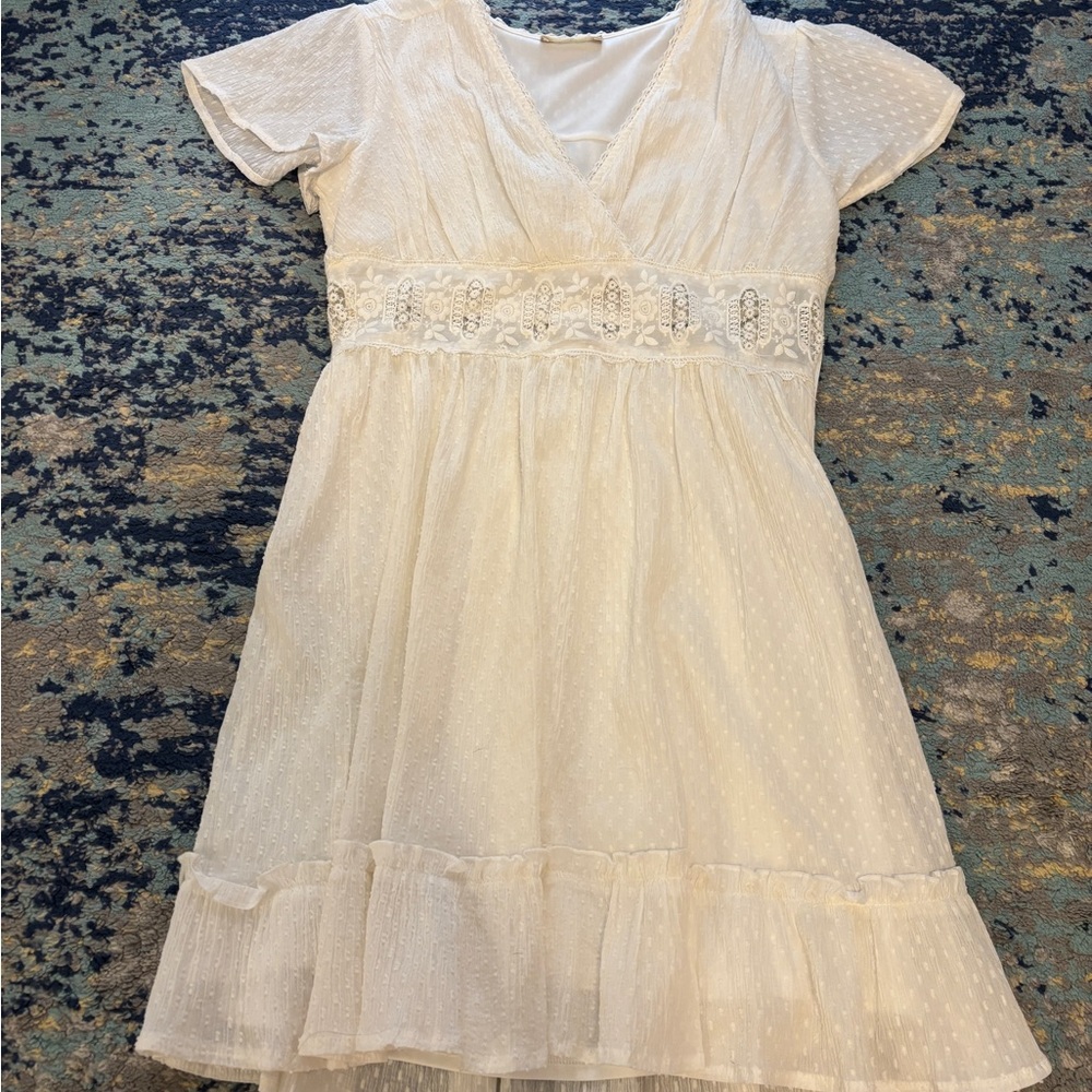 Altar'd State White Dress with Lace Accents
